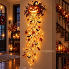 Elegant Halloween Cascade Wall Light Collection, Pumpkin String Lights with Oran
