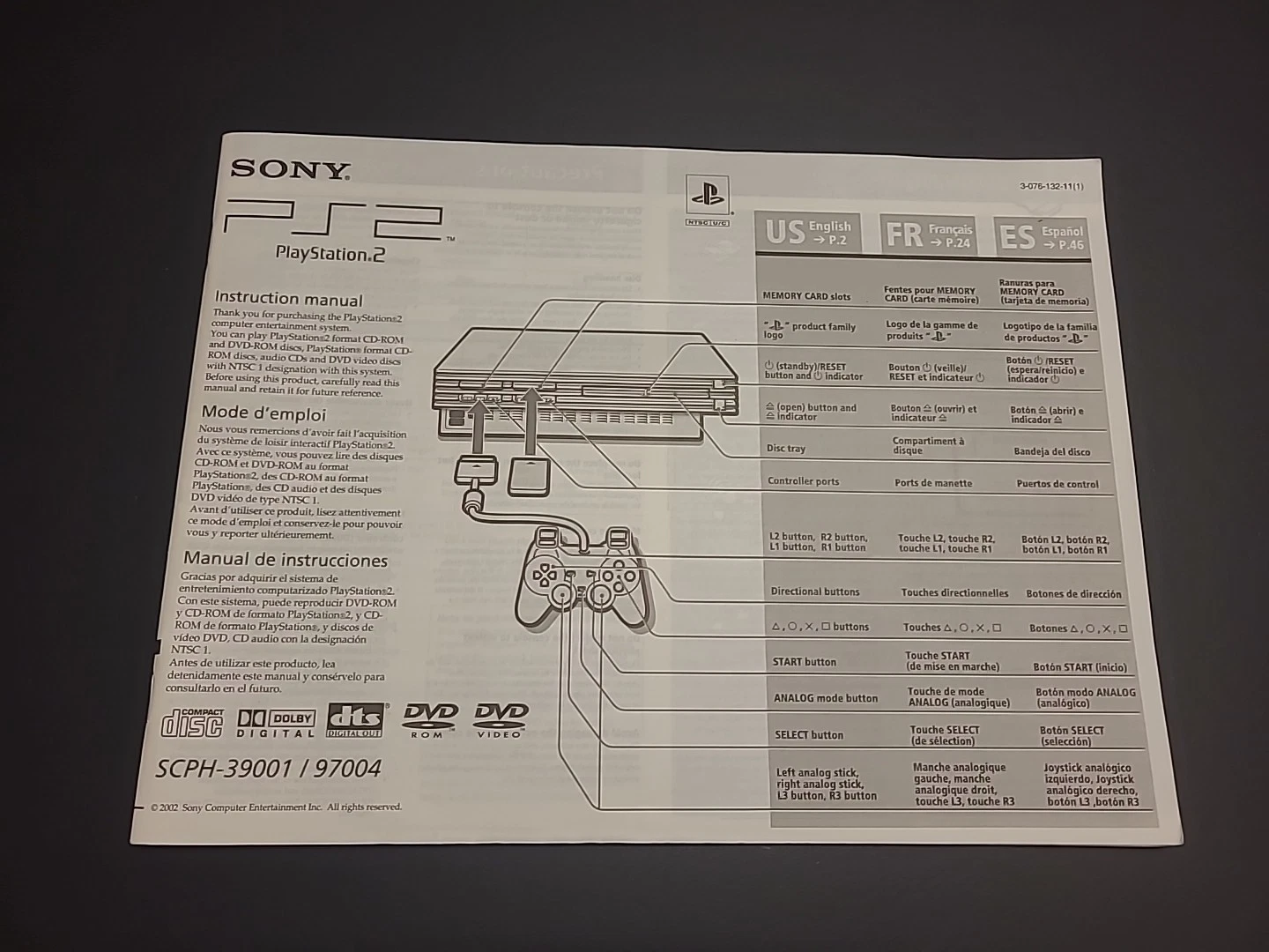 Original Playstation 2 Instruction Manual. PS2 Manual