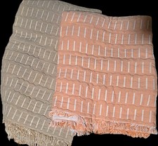 Threshold Striped Fringed Throw Blanket Beige...