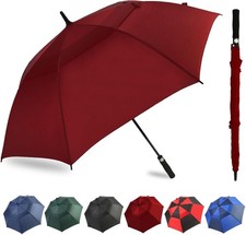 Automatic Open Extra Large Golf Umbrella Windproof Heavy Duty 72 Inch, Wine
