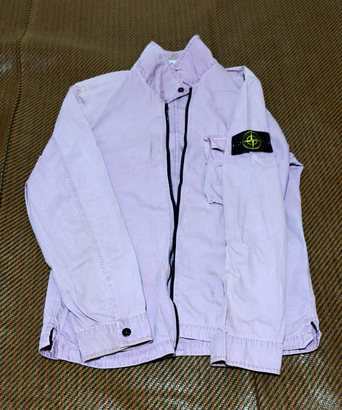 Stone Island Men's Pink Full Zip Cotton Canvas Jacket Compass Logo Patch M image 2