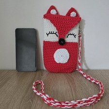 Gehäkelte Handytasche Fuchs, Neu, VERSANDKOSTENFREI, Geschenk Handmade