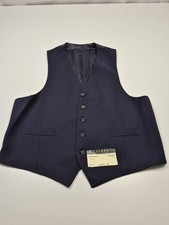 Lauren Ralph Lauren Suit Vest Mens 42 Blue 100 Wool 5 Button Belted