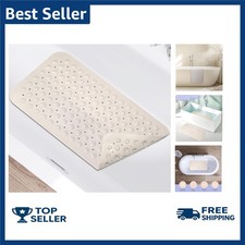 Elegant Beige Non-Slip Shower Mat with Suction Cups - 15  x 27.5  Safety Design