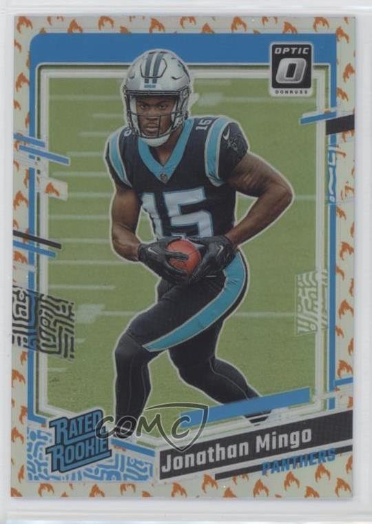 2023 Panini Donruss Optic Rated Rookie Fire Prizm Jonathan Mingo #215 1dh1