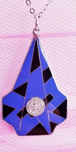 U of MARYLAND Striking Antique Vtg UNIVERSITY Seal Necklace Art Deco Sterling