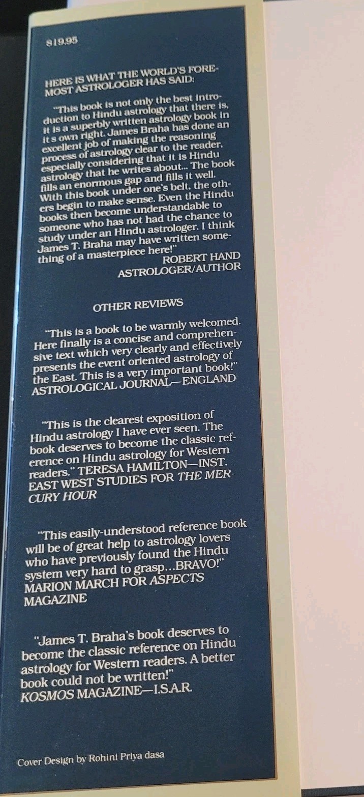 Ancient Hindu Astrology Modern Western Astrologer J. Braha 1986 1st Ed Vedic