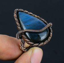 Labradorite Handmade Gemstones Copper Wire Wrapped Amazing Ring Jewelry