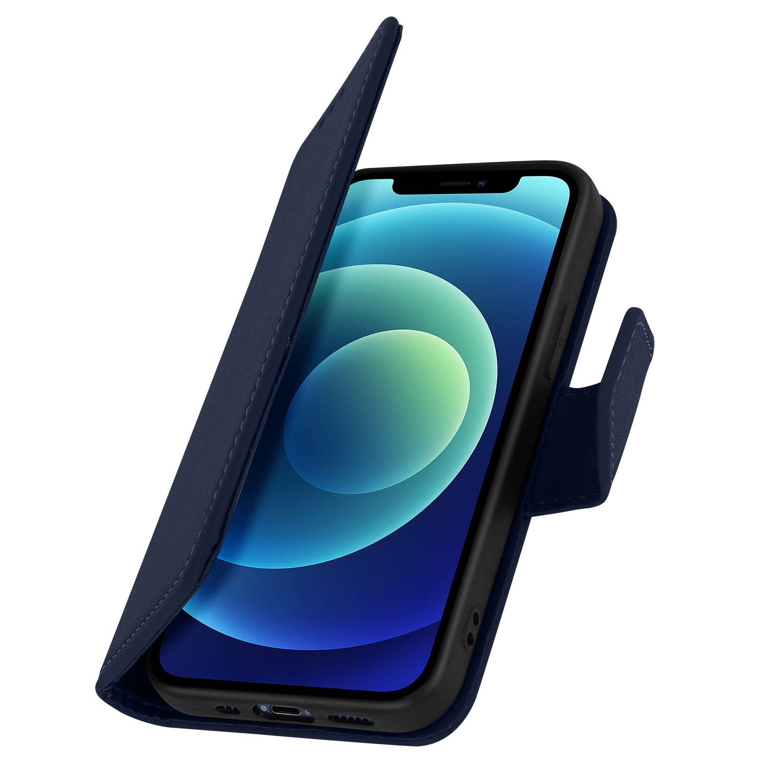 Housse iPhone 12 mini avec fentes pour cartes et clapet support ajustable