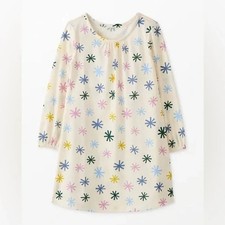 Hanna Andersson Holiday Print Nightgown in Colorful Snowflakes on Ecru Size 10