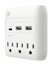 BlueDiamond 3-Outlet Surge Protector  3 USB Charging Wall Tap - 1-USB-C PD  2-