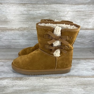 Koolaburra by UGG Girls Victoria Bow Brown Suede Short Boots Size 5
