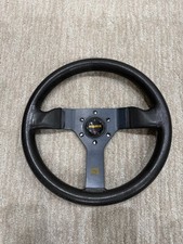 1990s Rare Momo Steering Wheel With Horn Button Black Old School 1990s Rare Momo Steering Wheel With Horn Button Black Old School