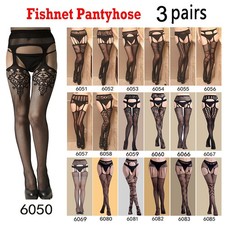 3 Pairs Sexy Stockings Lace Thigh High Stockings With garter belt Pantyhose