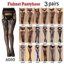 3 Pairs Sexy Stockings Lace Thigh High Stockings With garter belt Pantyhose