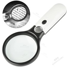 Portable 45X Magnifying Glass Handheld Magnifier 3 LED Light Reading Lens Jewelr