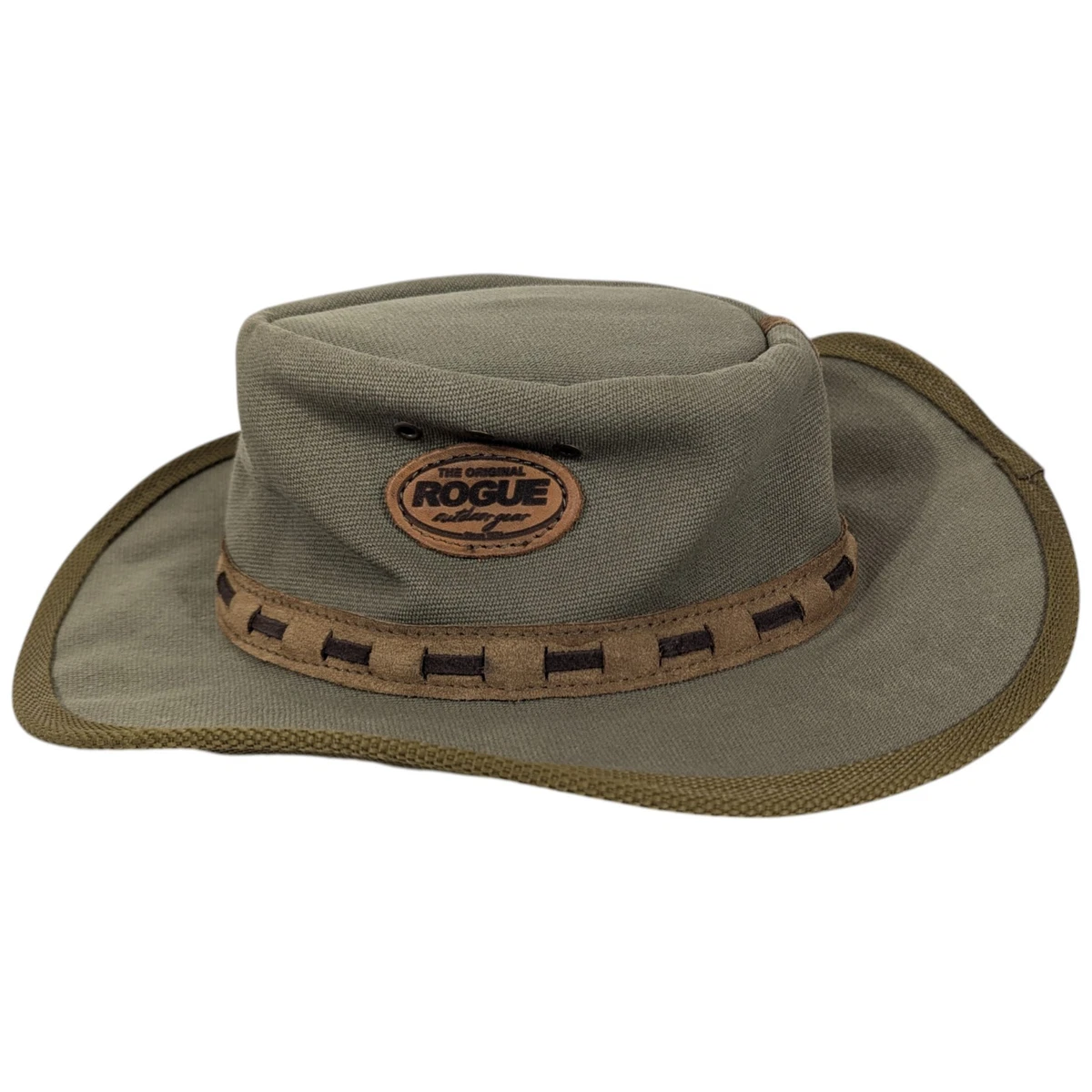 Rogue Brown Leather Safari Bush Hat with Braided Band Rogue Leather Hats for Men for sale | eBay main image 3