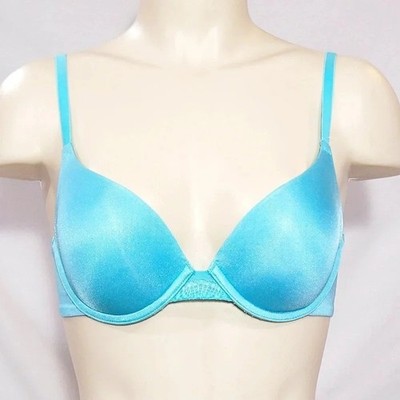 34B Lily of France Extreme Lacy Looks Push Up UW Bra Aqua NWT