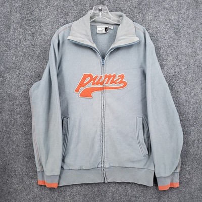 VINTAGE Puma Track Jacket Mens L Large Gray Full Zip Y2K