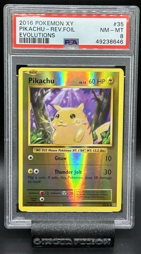 Pokémon XY Pikachu- Reverse Foil Evolutions 2016 #35 PSA 8