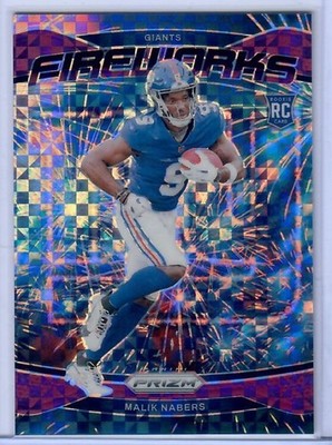 2024 Panini Prizm #21 Malik Nabers Fireworks Purple Power Prizm #/49
