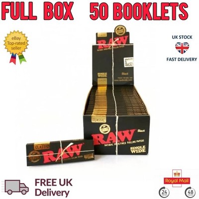 Full Box RAW Blättchen schwarz klassisch einzeln breit normal Standard natur