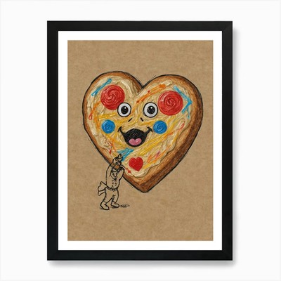 Herz Pizza 1 Kunstdruck gerahmt Wandbild Poster Leinwanddruck Bild