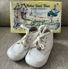 Mother Goose Vintage Baby Shoes Flexopedic with Box 4604 4EF 1954 White