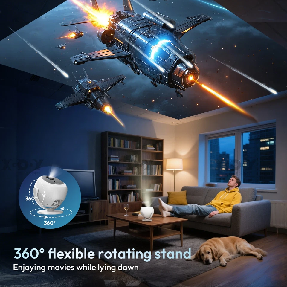 Portable Projector FHD 4K Android Smart WiFi Home Cinema Theater Bluetooth 1080P - Image 4 of 4