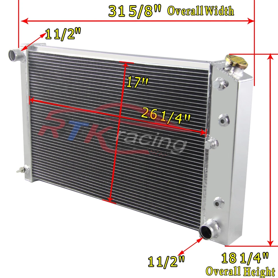 3 Row Aluminum Radiator For 70-81 Chevy Camaro/78-87 Chevy El Camino Monte Carlo - Image 3 of 4