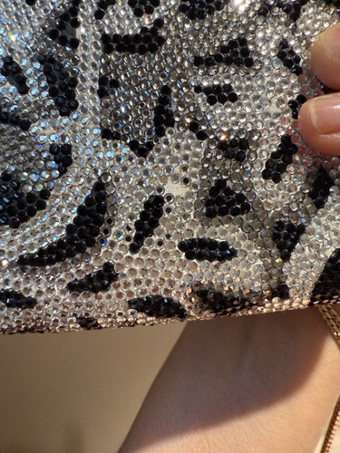 BeautifulJudith Leiber Black Crystal Clutch gold chain - Picture 11 of 12