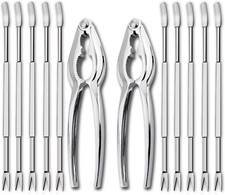 12 Pieces Seafood Tools Set Including 2 Lobster Crab Crackers and 10 Forks