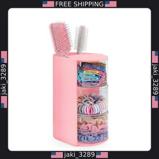 Neotidy 3-Tier Hair Accessories Organizer with Brush Holder - Pink
