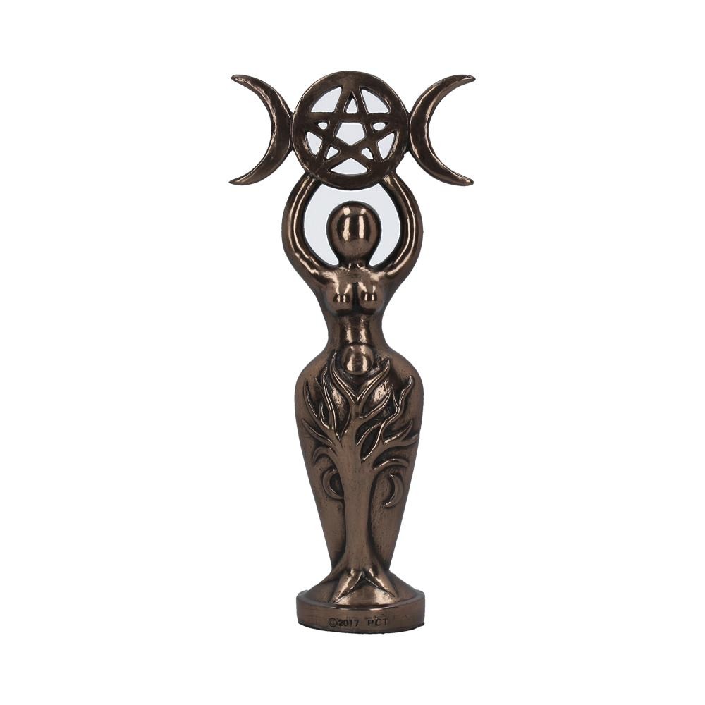Triple Goddess Figurine Bronzed Wiccan Idol Ornament