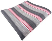 Tigertie Seideneinstecktuch Rosa Rot Grau Silber Anthrazit Gestreift -100% Seide