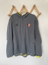 SUNDERLAND AFC ADIDAS Grey Training Jacket Zip Up Hooded Polyester Mens, Size XL