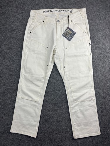 Dovetail Workwear Anna Task Pants Women's 12/28 White Canvas NWT