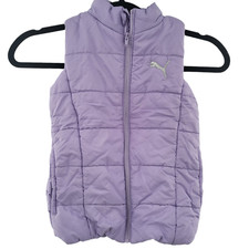 PUMA Girls' Puffer Vest Size XS 5-6 Purple Sleeveless