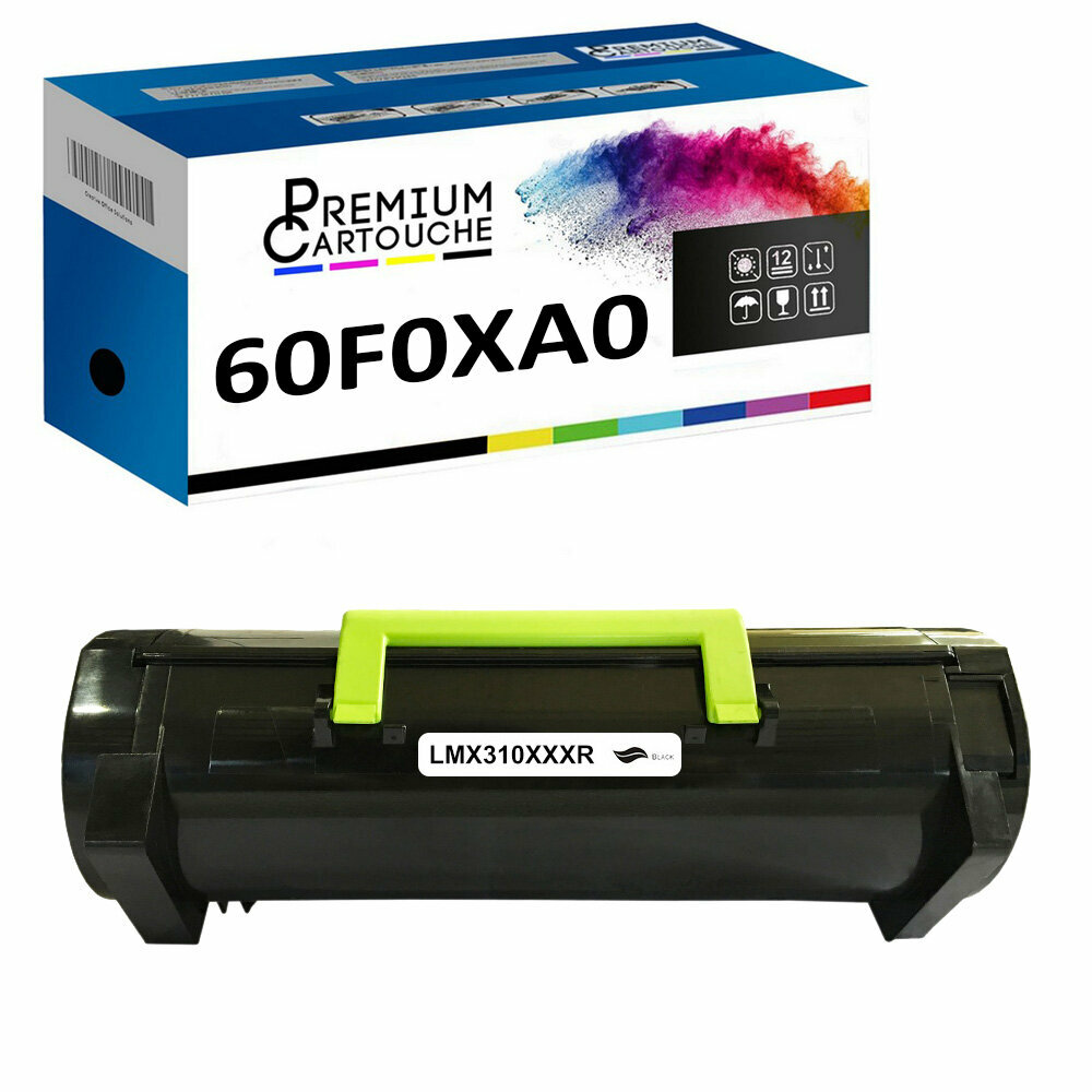 Toner 60F0XA0 compatible Lexmark noir pour impression intensive sans traces au bureau