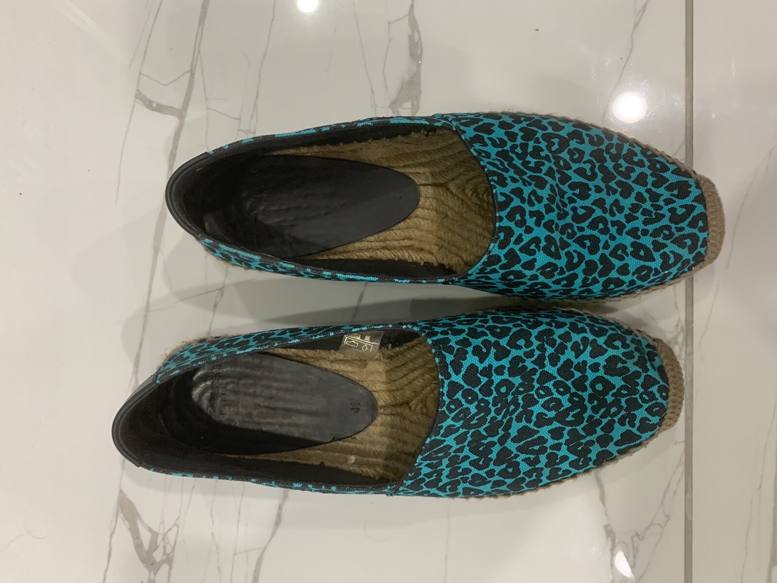 YSL Saint Laurent espadrillas tela firma uomo luna leopardata acqua taglia 41