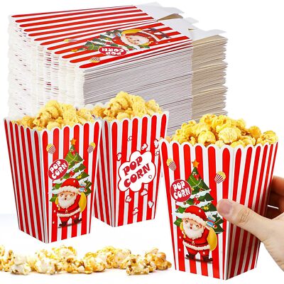 Reallnaive 24 Pcs Christmas Popcorn Boxes Popcorn Paper Boxes Buckets Candy P...