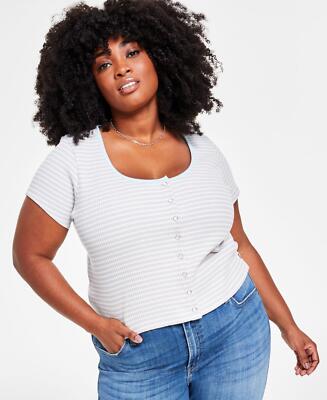 Levi's Womens Plus Size Striped Britt Cotton Snap-Front Top A50550006 1X 2X 3X