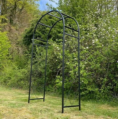 SELECTIONS Metal Garden Arch Arbour 209cm Black Archway Support for Roses inc Ground Spikes