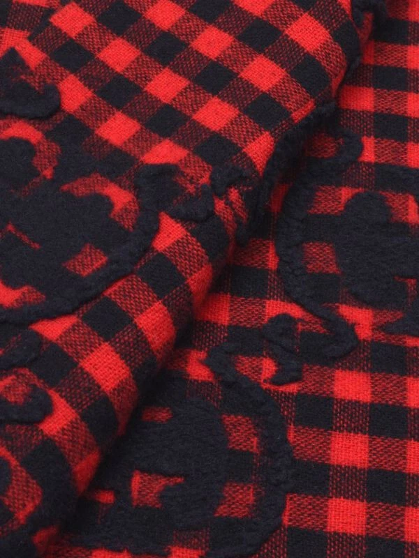 Auténtico Unisex Gucci Rojo Azul Lana Cuadros GG Logo Bufanda 14" x 94" 644365 Nuevo Foto 4 de 4