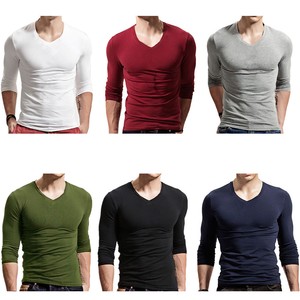 t shirt col v manche longue homme