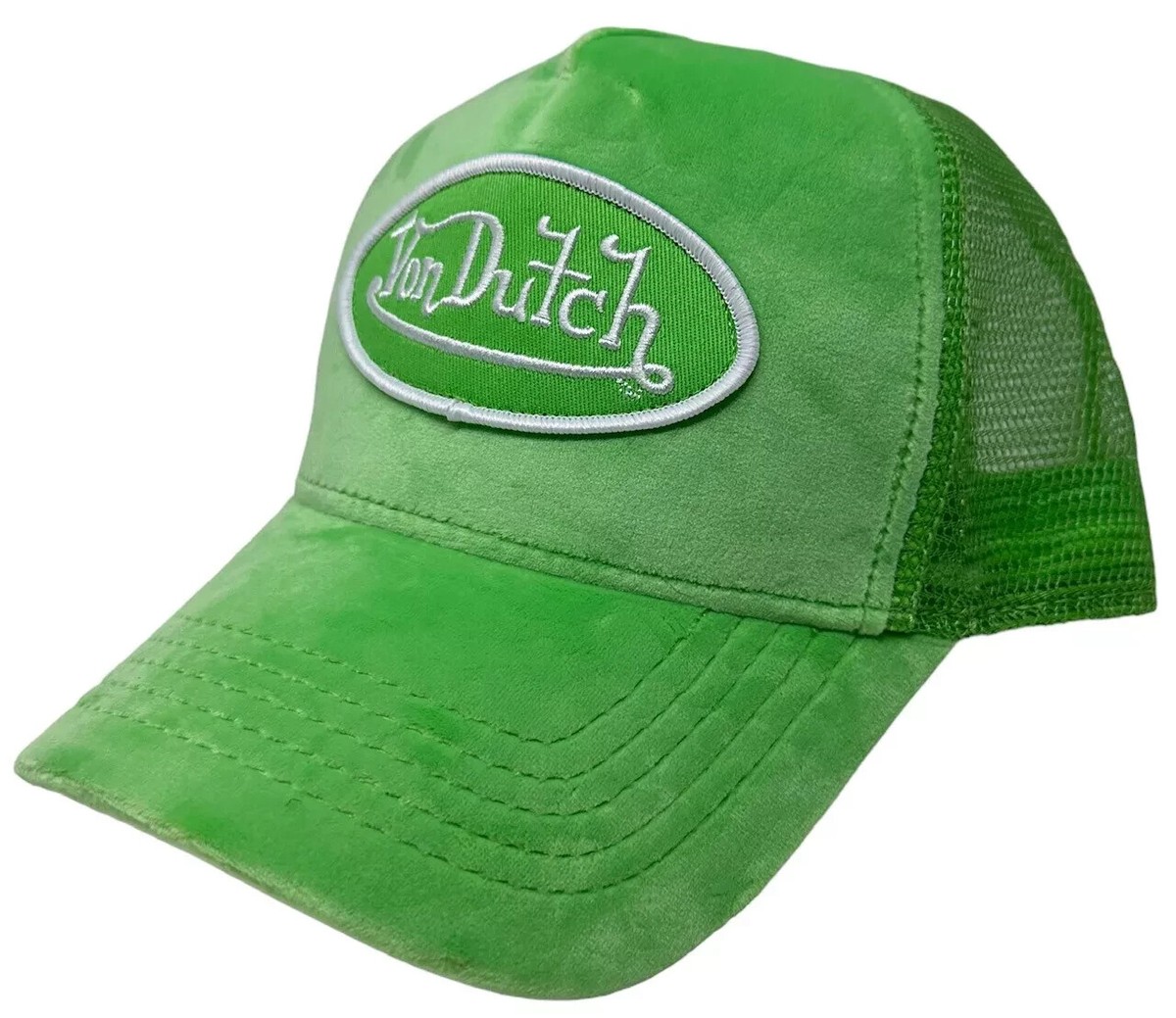 Von Dutch Trucker Hat Lime Green Hollywood Velvet Embroidered  display picture 1
