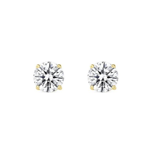 2Ct Round CVD IGI Lab Grown Diamond 14k Yellow Gold Stud Earrings Screw Back - Picture 2 of 14