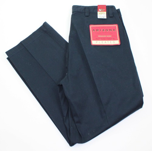 Navy Blue Pleated Chino Khaki Pants 