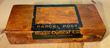 Vtg Riggs Optical Co Wood Glasses Mailing Box Parcel Post, Lincoln NE 6"l