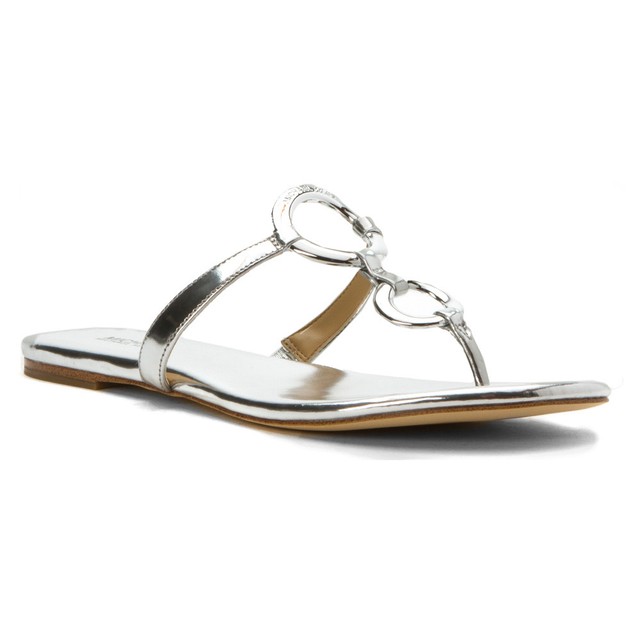 michael kors silver flat sandals